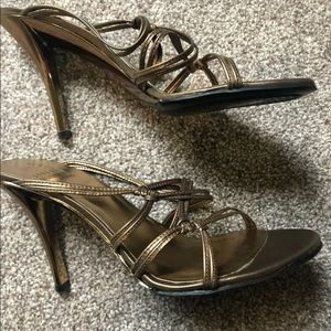 Stuart Weitzman NEW 8 1/2M bronze gold 4” slides